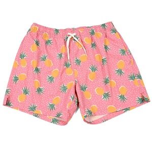 Bearbottom Men's Swim Shorts Large Mesh Lined Pink Pineapple 5.5" Inseam Pockets